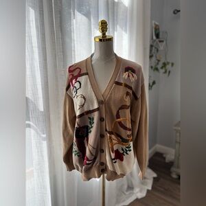 ❣️ SOLD ❣️VINTAGE CARDIGAN COASTAL COWGIRL HORSE KNIT 100% COTTON ACADEMIA